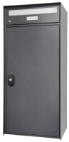 Briefkasten mit Paketfach aus sendzimirverzinktem Stahl, pulverbeschichtet in dunkelgrau metallic IGP 71385